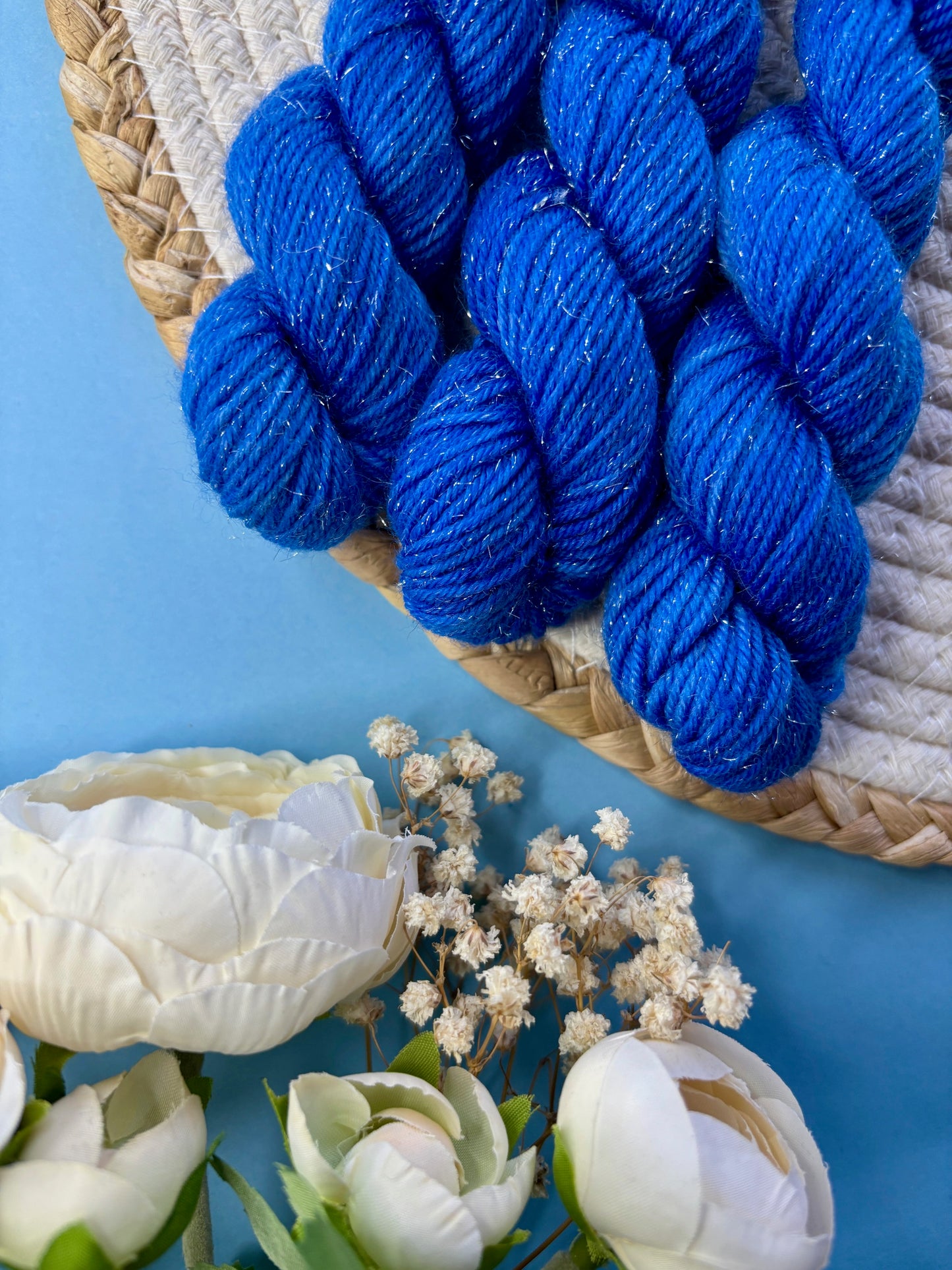 Laine pailletée fingering couleur bleu jeans