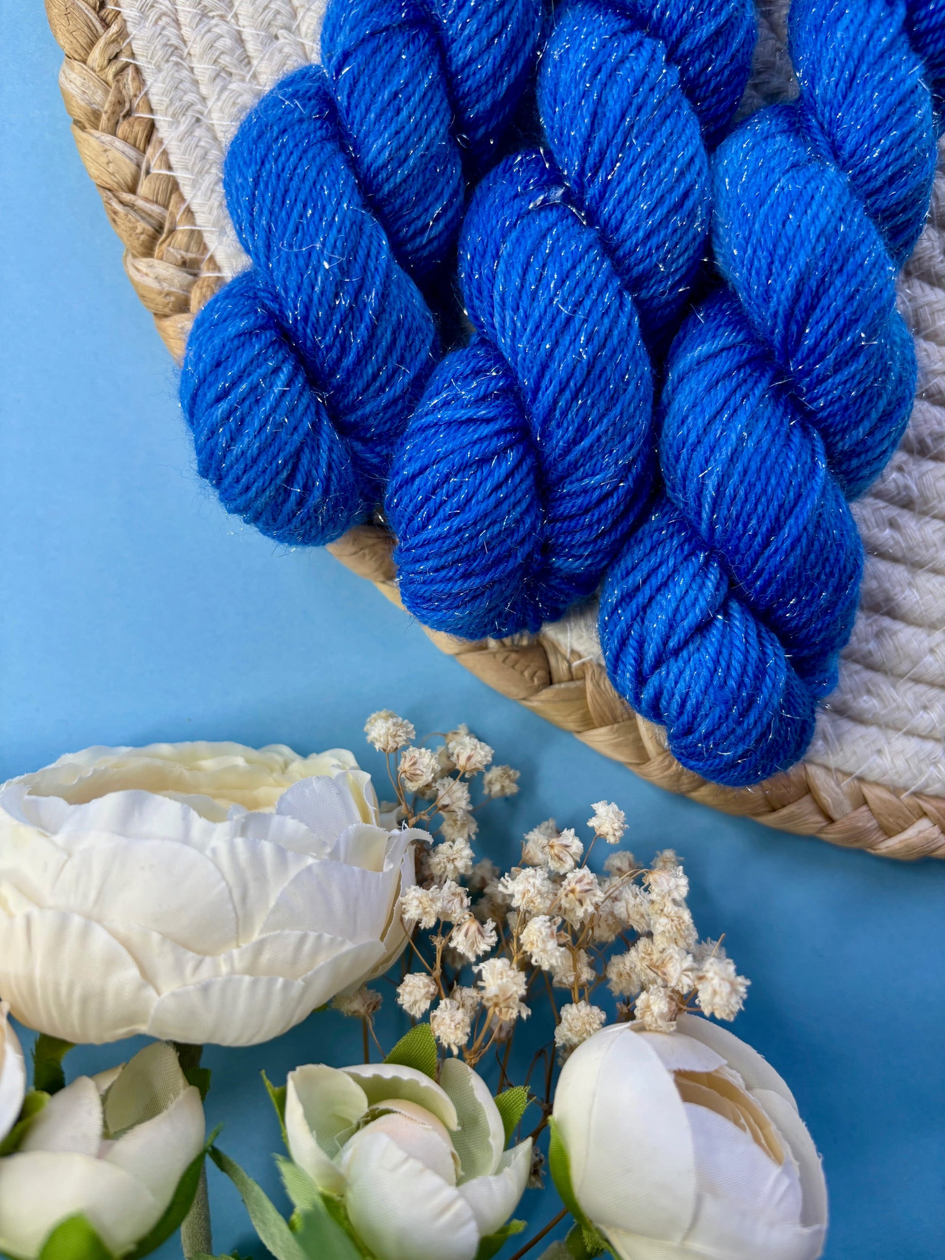 Laine pailletée fingering couleur bleu jeans