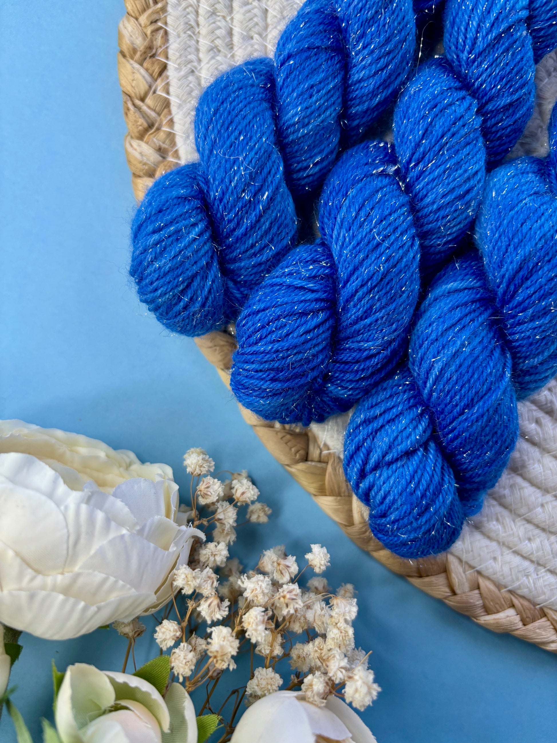 Laine pailletée fingering couleur bleu jeans