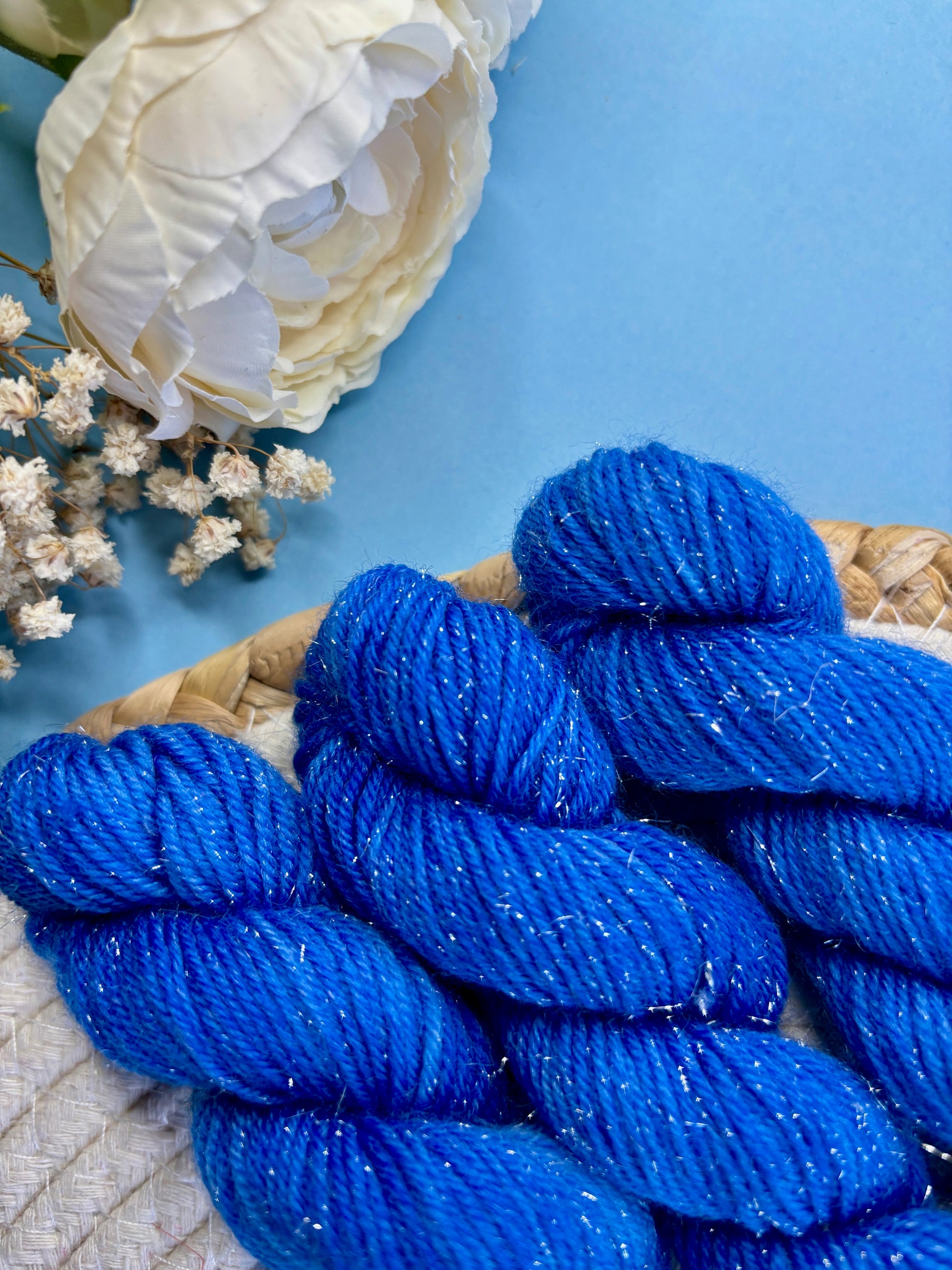 Laine pailletée fingering couleur bleu jeans