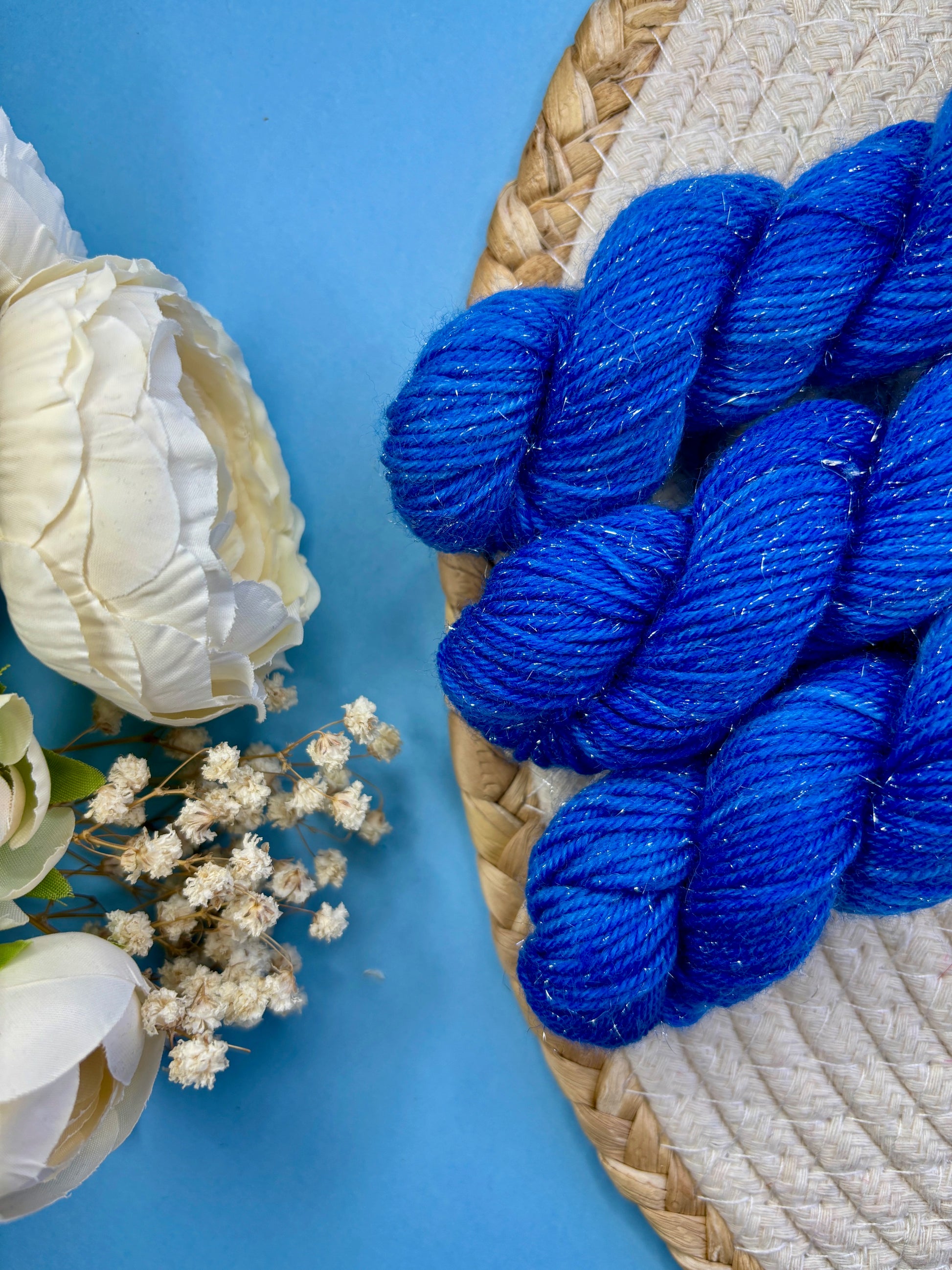 Laine pailletée fingering couleur bleu jeans