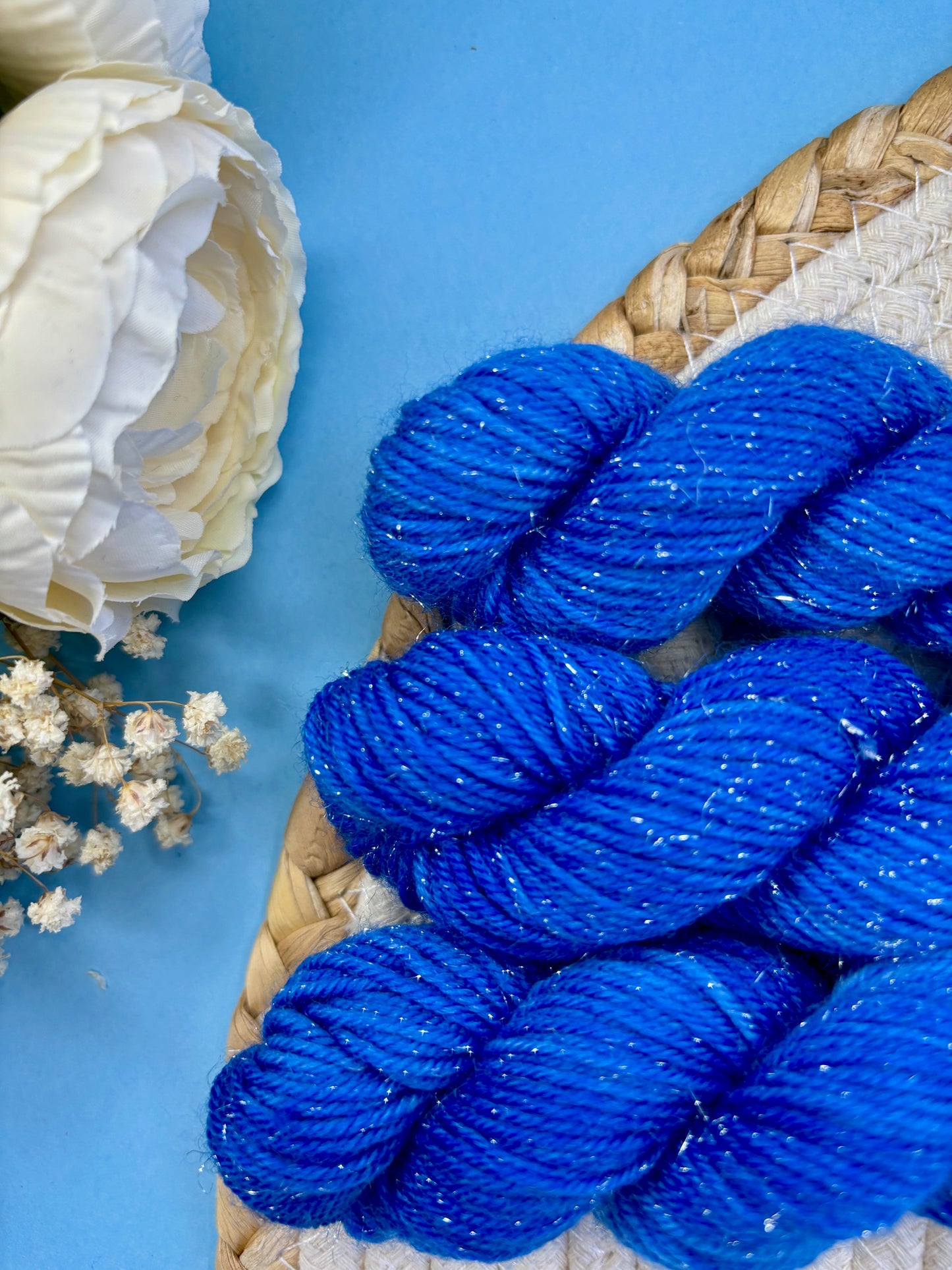 Laine pailletée fingering couleur bleu jeans