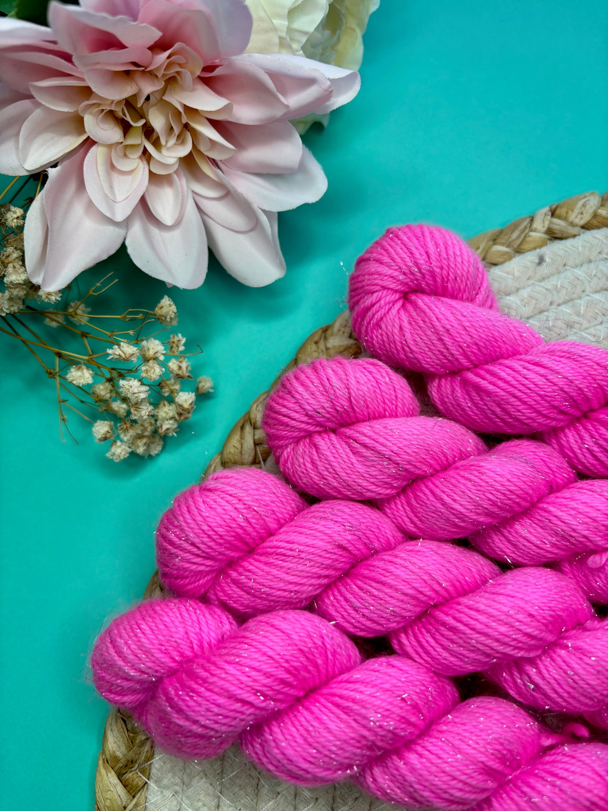 Laine pailletée fingering roe bonbon