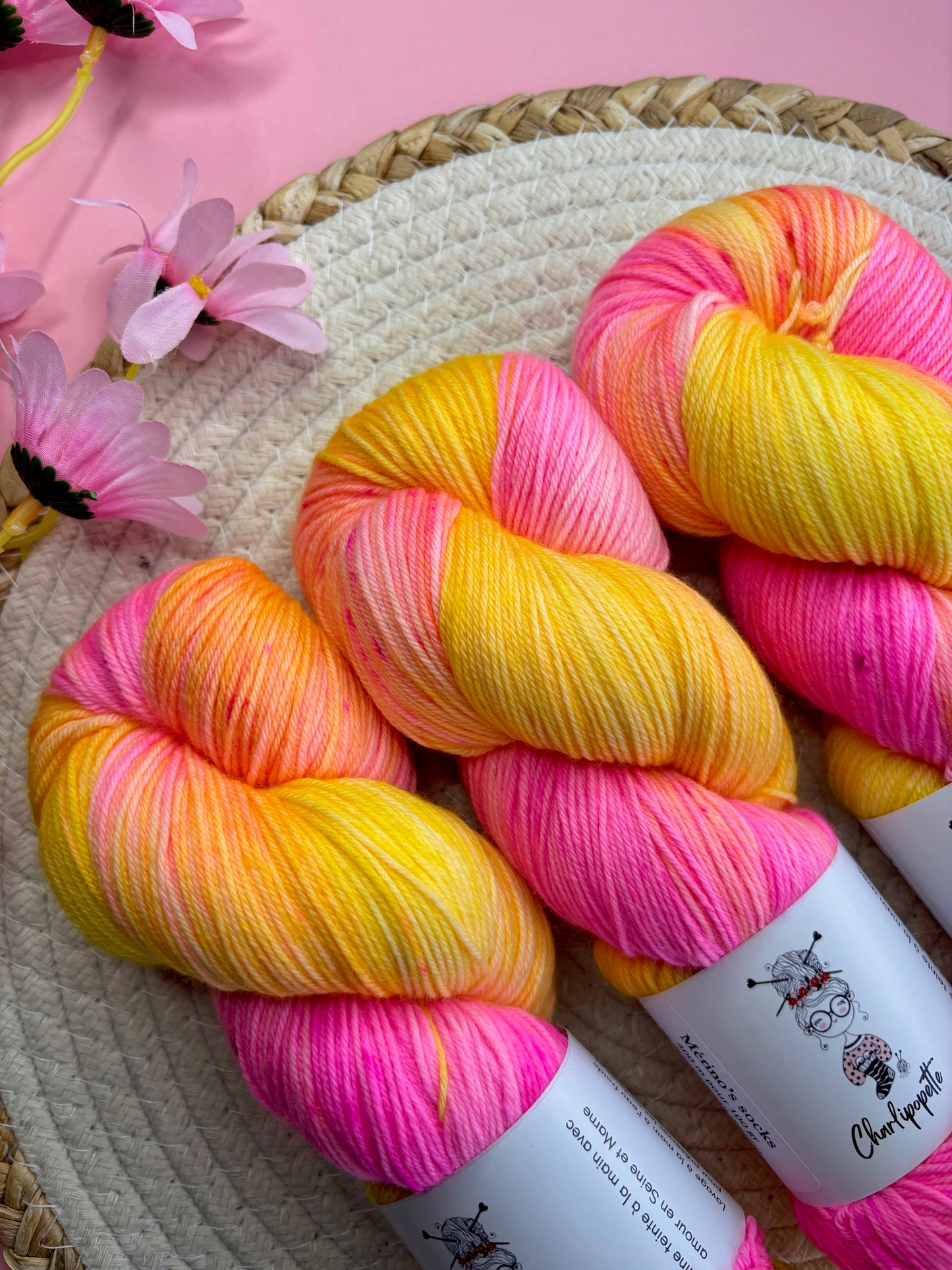 Merino's socks Sorbet citron framboise