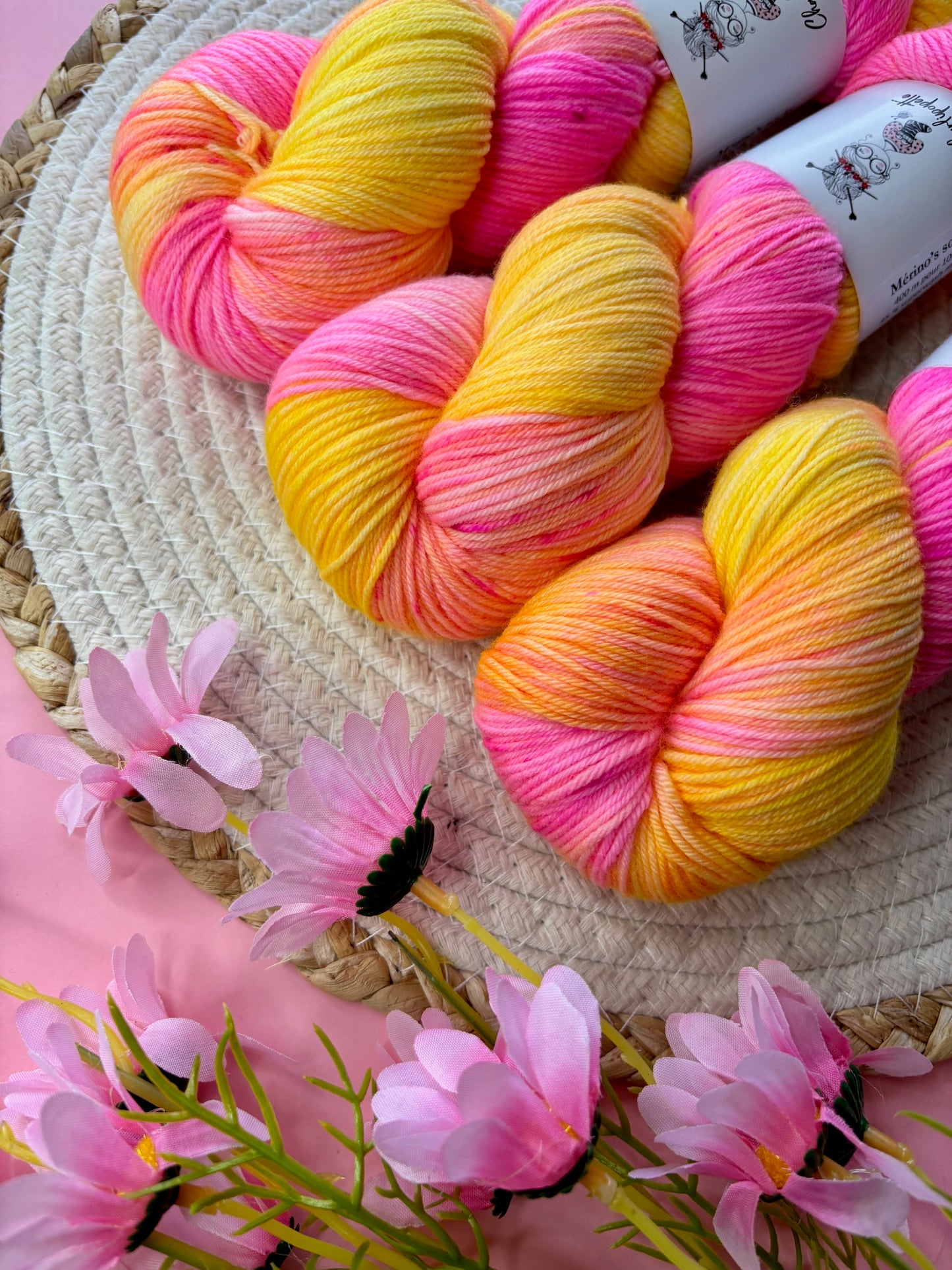 Merino's socks Sorbet citron framboise